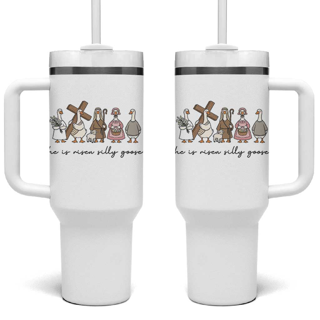 He Is Risen Silly Goose Tumbler With Handle Funny Christian Easter