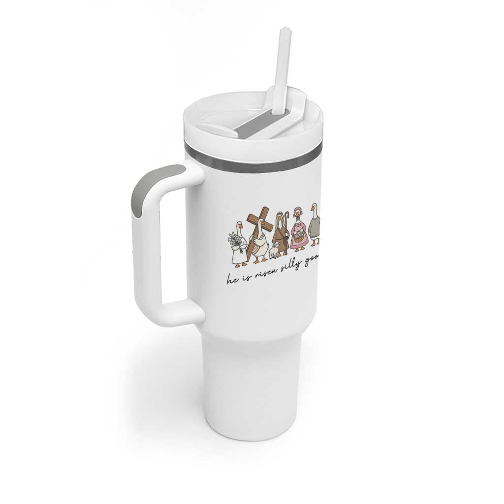 He Is Risen Silly Goose Tumbler With Handle Funny Christian Easter