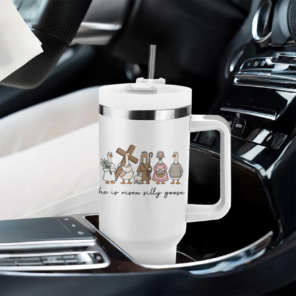 He Is Risen Silly Goose Tumbler With Handle Funny Christian Easter