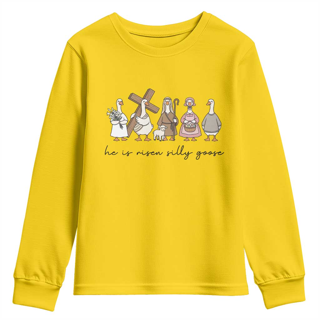 He Is Risen Silly Goose Youth Sweatshirt Funny Christian Easter