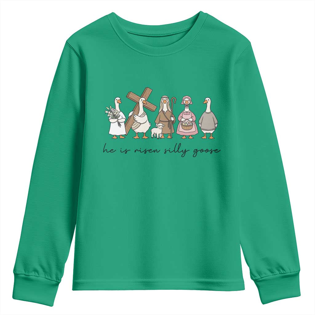 He Is Risen Silly Goose Youth Sweatshirt Funny Christian Easter