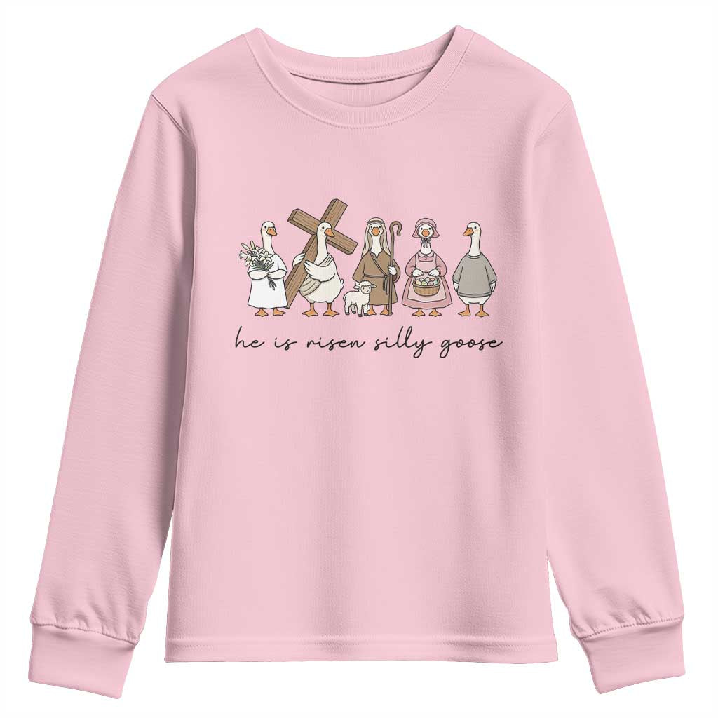 He Is Risen Silly Goose Youth Sweatshirt Funny Christian Easter