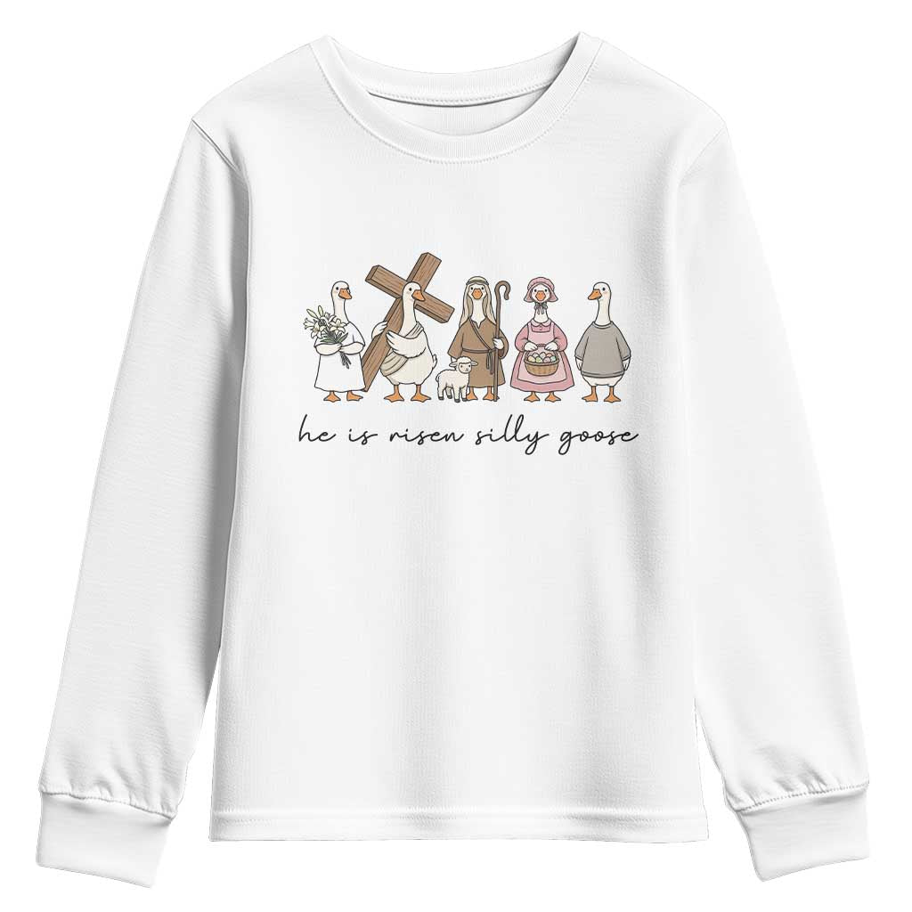 He Is Risen Silly Goose Youth Sweatshirt Funny Christian Easter