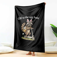 Off To The Egg Hunt Throw Blanket Funny Easter Raccoon