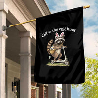 Off To The Egg Hunt Garden Flag Funny Easter Raccoon