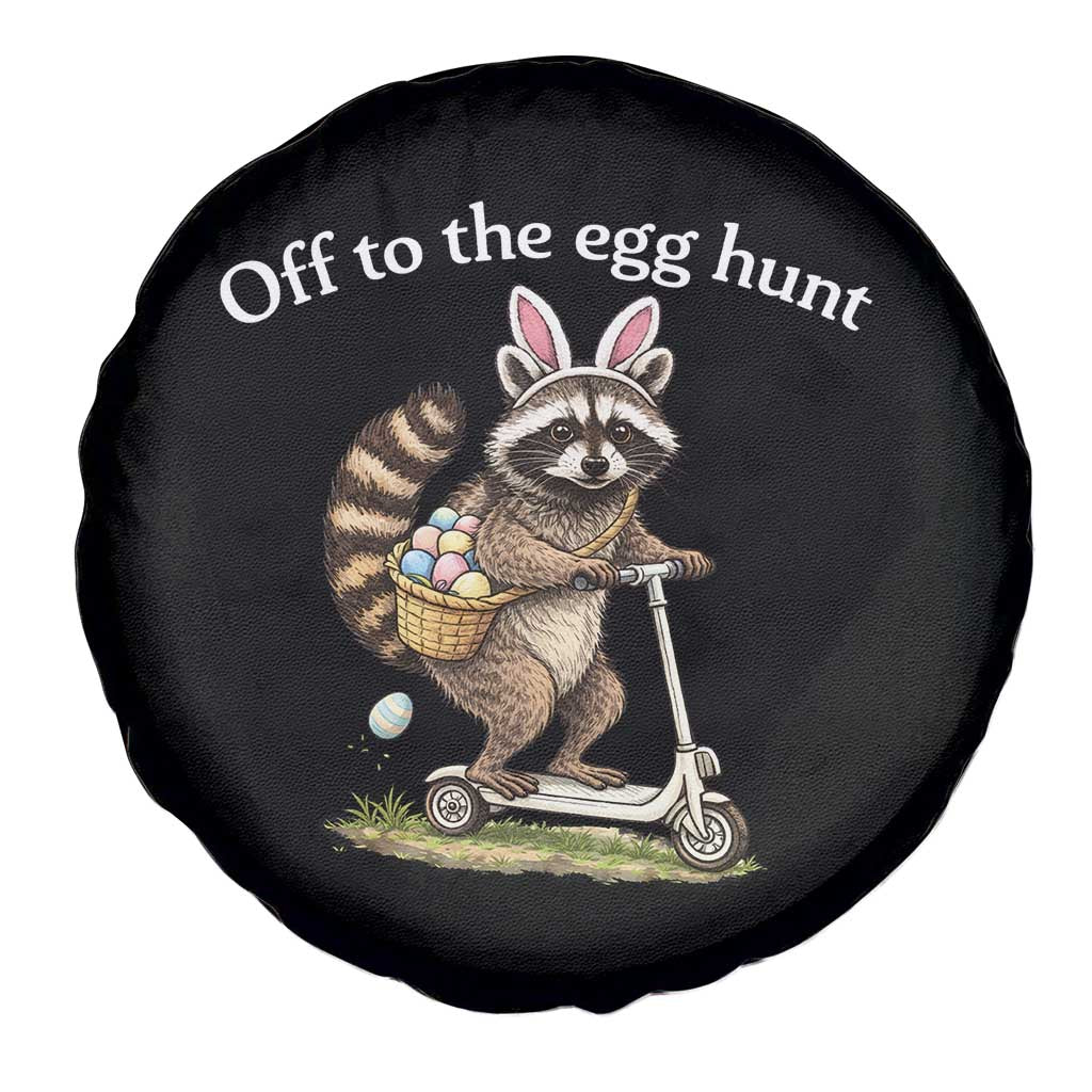 Off To The Egg Hunt Spare Tire Cover Funny Easter Raccoon