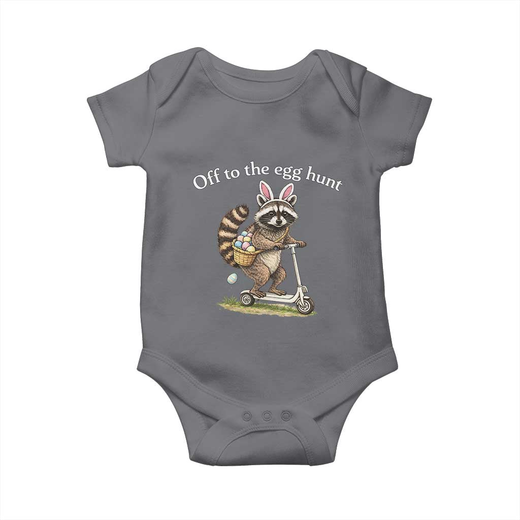 Off To The Egg Hunt Baby Onesie Funny Easter Raccoon