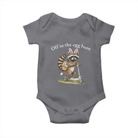 Off To The Egg Hunt Baby Onesie Funny Easter Raccoon