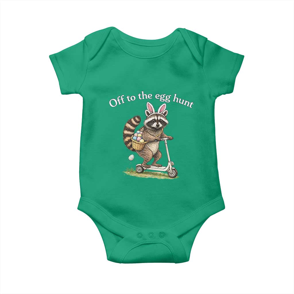 Off To The Egg Hunt Baby Onesie Funny Easter Raccoon