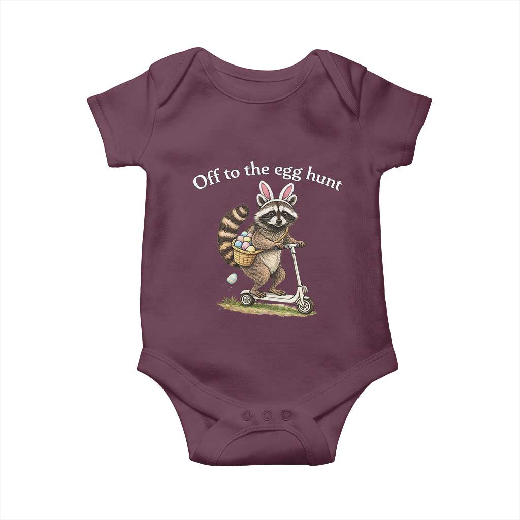 Off To The Egg Hunt Baby Onesie Funny Easter Raccoon