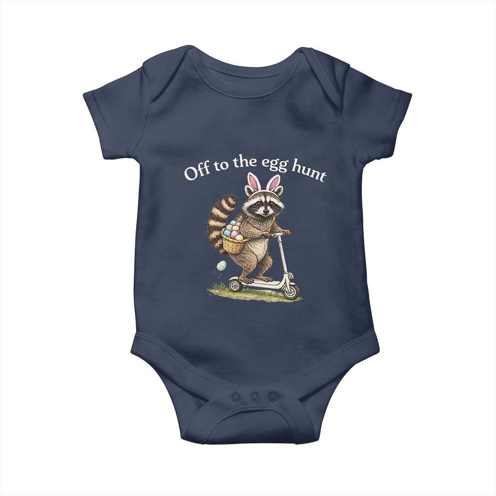 Off To The Egg Hunt Baby Onesie Funny Easter Raccoon