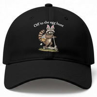 Off To The Egg Hunt Baseball Cap Funny Easter Raccoon