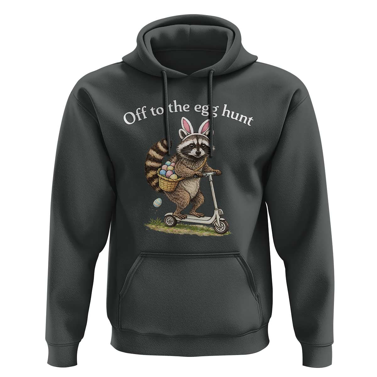 Off To The Egg Hunt Hoodie Funny Easter Raccoon