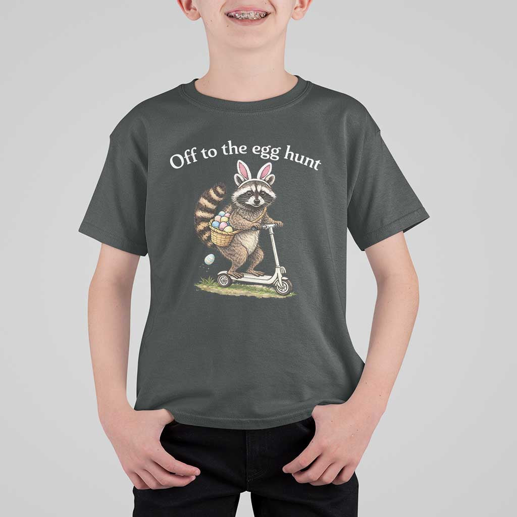 Off To The Egg Hunt T Shirt For Kid Funny Easter Raccoon