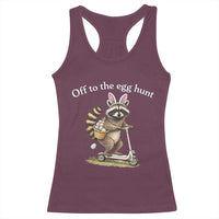 Off To The Egg Hunt Racerback Tank Top Funny Easter Raccoon