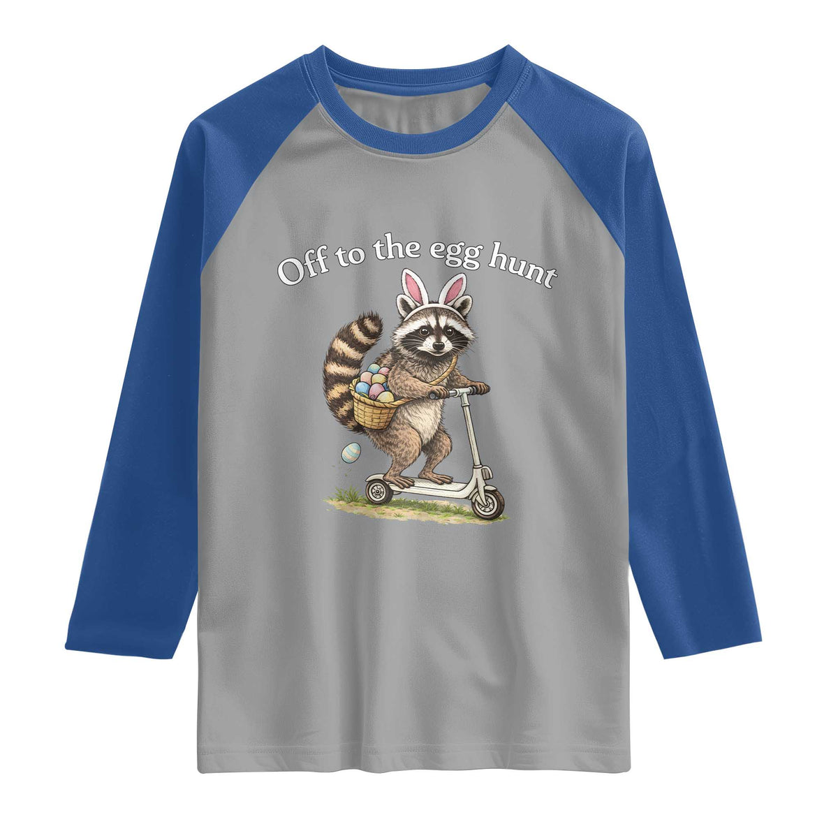 Off To The Egg Hunt Raglan Shirt Funny Easter Raccoon