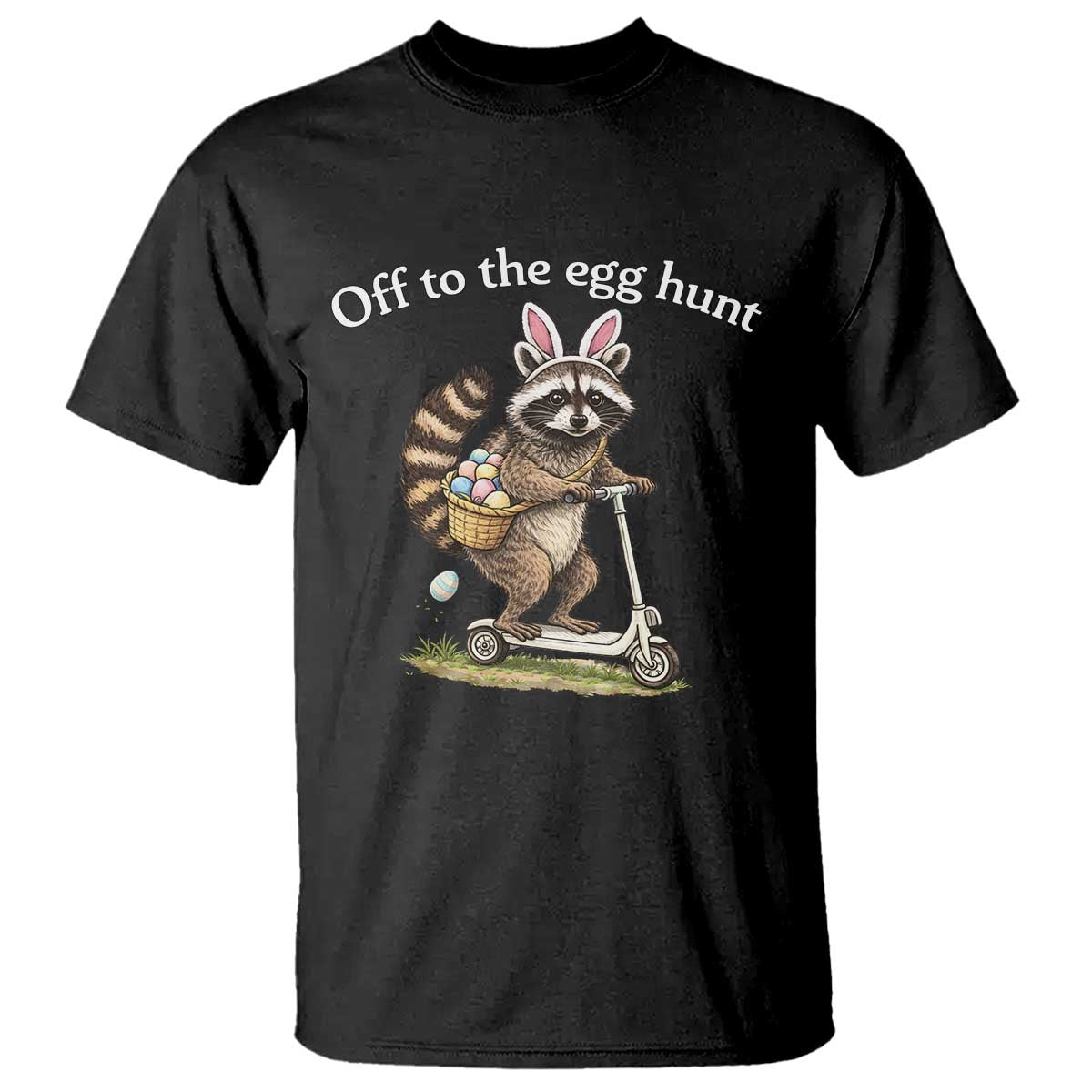 Off To The Egg Hunt T Shirt Funny Easter Raccoon
