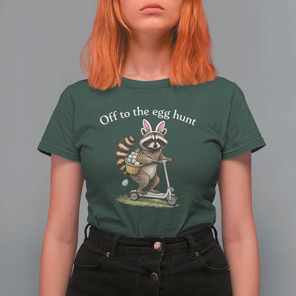 Off To The Egg Hunt T Shirt For Women Funny Easter Raccoon