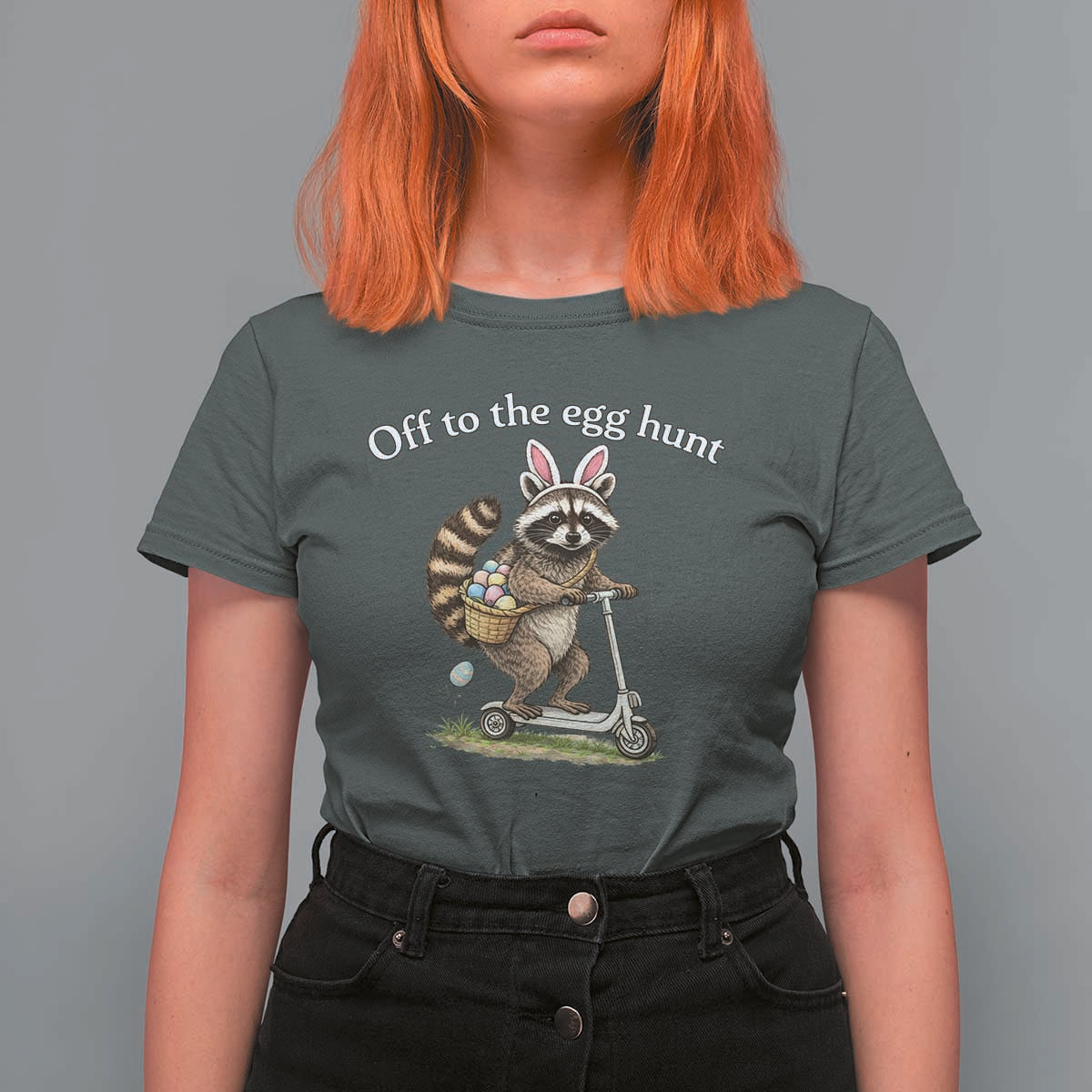 Off To The Egg Hunt T Shirt For Women Funny Easter Raccoon