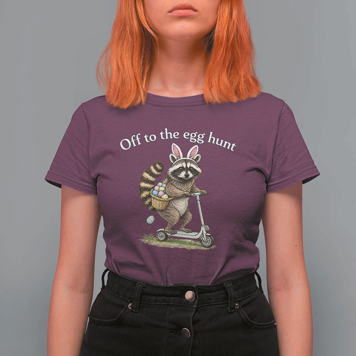 Off To The Egg Hunt T Shirt For Women Funny Easter Raccoon