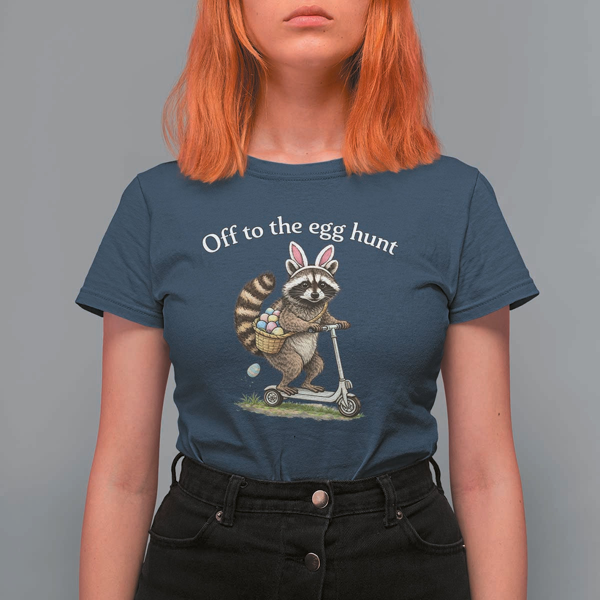 Off To The Egg Hunt T Shirt For Women Funny Easter Raccoon