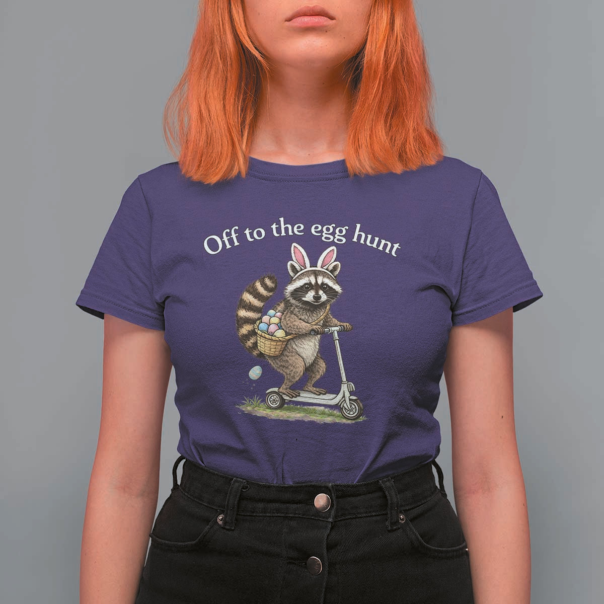 Off To The Egg Hunt T Shirt For Women Funny Easter Raccoon
