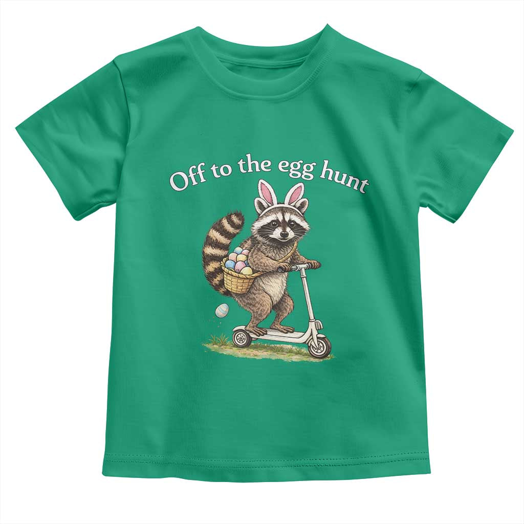 Off To The Egg Hunt Toddler T Shirt Funny Easter Raccoon