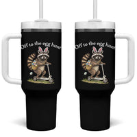 Off To The Egg Hunt Tumbler With Handle Funny Easter Raccoon