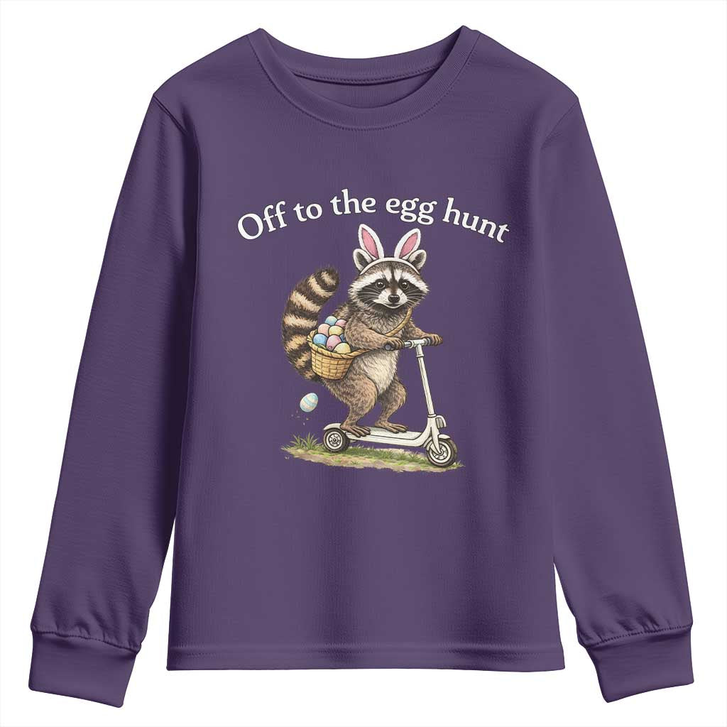 Off To The Egg Hunt Youth Sweatshirt Funny Easter Raccoon