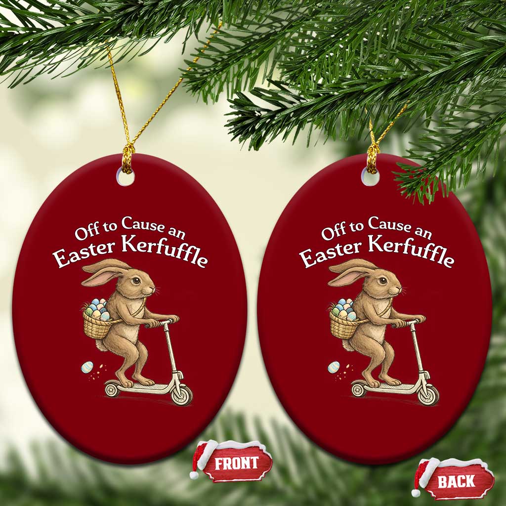 Funny Easter Bunny Ceramic Ornament Off To The Cause an Easter Kerfuffle