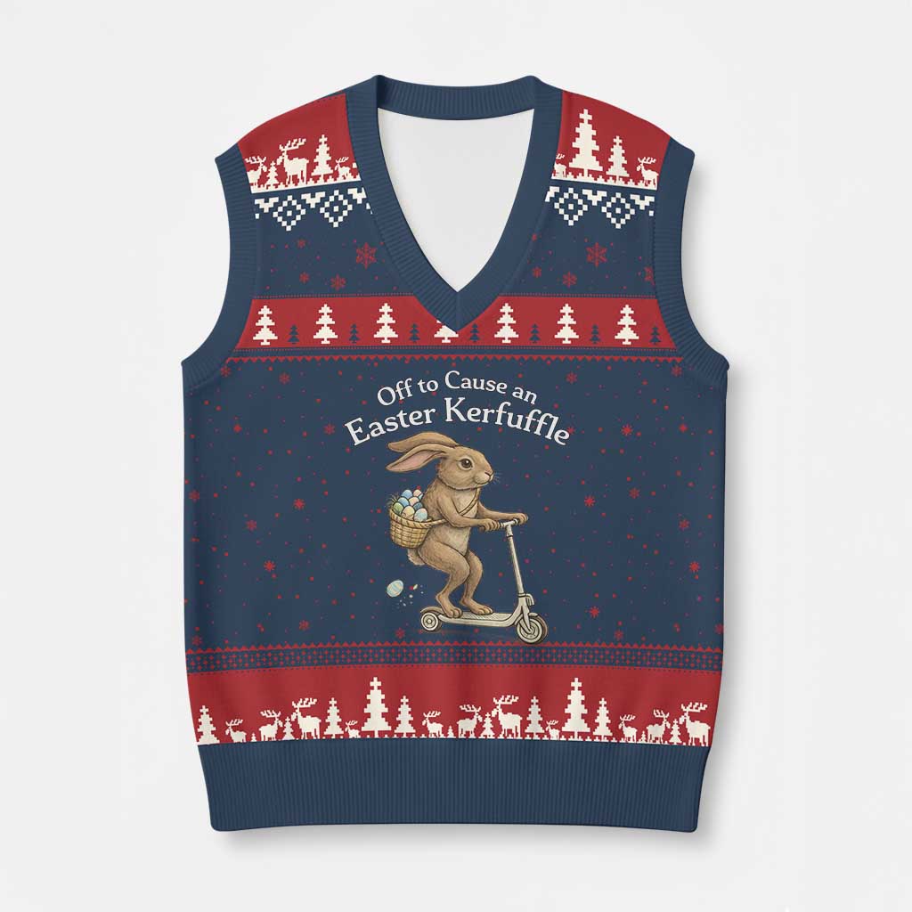 Funny Easter Bunny V-Neck Knit Sweater Vest Off To The Cause an Easter Kerfuffle