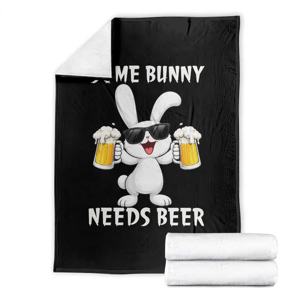 Funny Easter Bunny Drinking Beer Throw Blanket Some Bunny Needs Beer