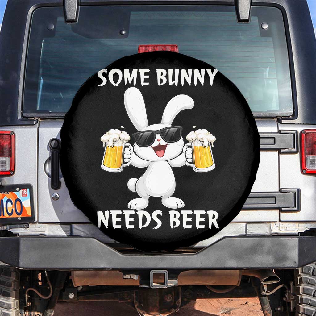 Funny Easter Bunny Drinking Beer Spare Tire Cover Some Bunny Needs Beer