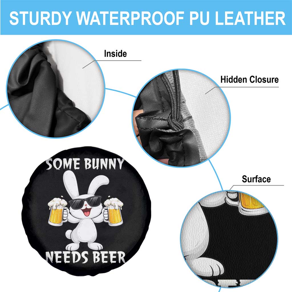 Funny Easter Bunny Drinking Beer Spare Tire Cover Some Bunny Needs Beer