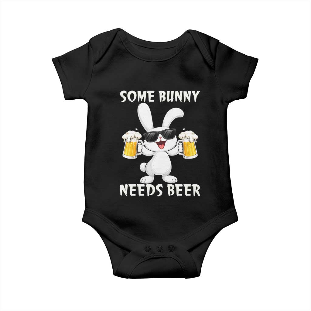 Funny Easter Bunny Drinking Beer Baby Onesie Some Bunny Needs Beer