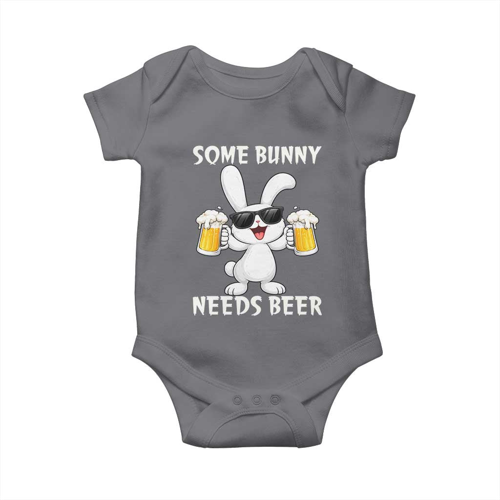 Funny Easter Bunny Drinking Beer Baby Onesie Some Bunny Needs Beer