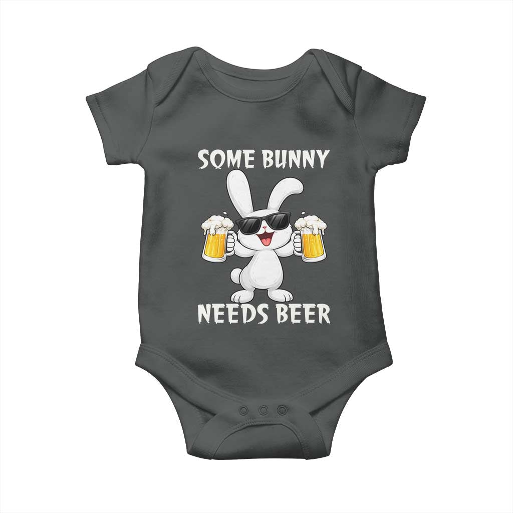 Funny Easter Bunny Drinking Beer Baby Onesie Some Bunny Needs Beer