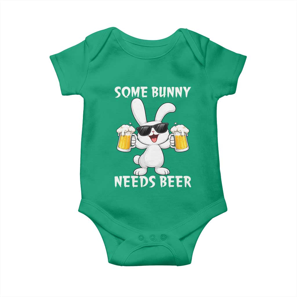 Funny Easter Bunny Drinking Beer Baby Onesie Some Bunny Needs Beer