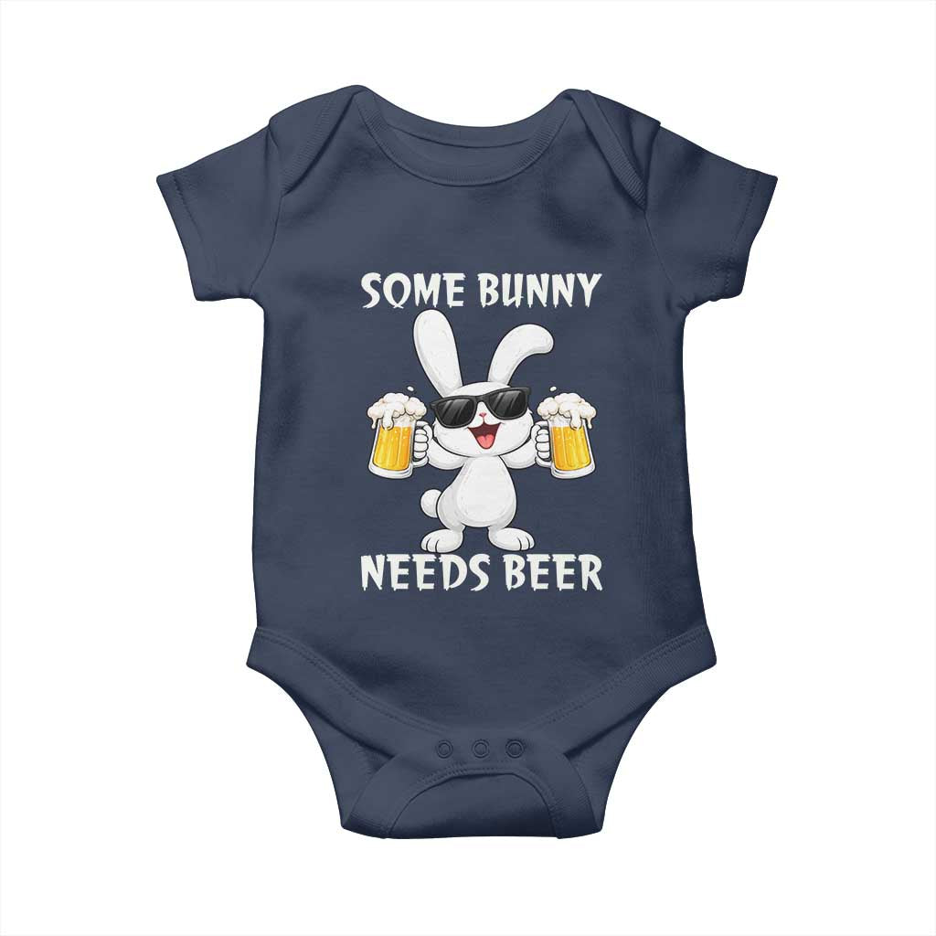 Funny Easter Bunny Drinking Beer Baby Onesie Some Bunny Needs Beer