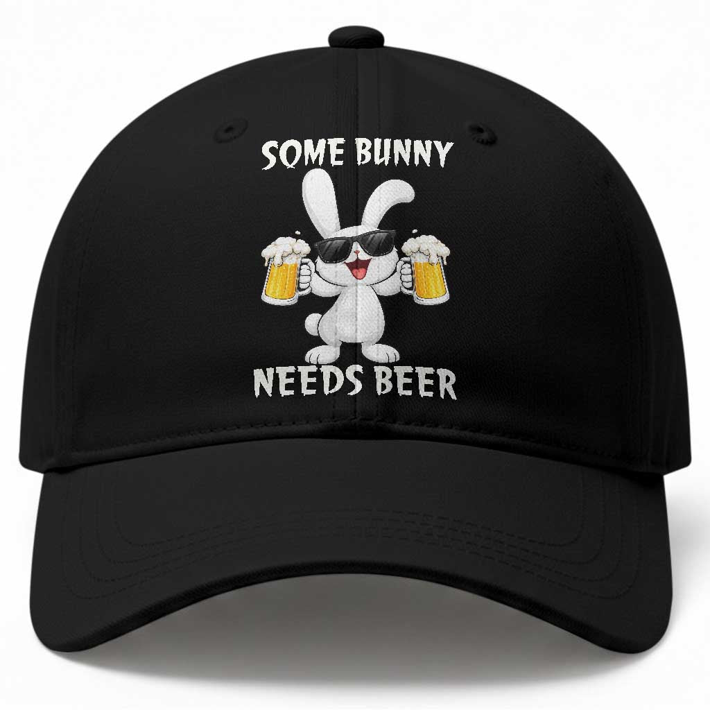 Funny Easter Bunny Drinking Beer Baseball Cap Some Bunny Needs Beer