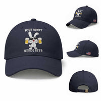 Funny Easter Bunny Drinking Beer Baseball Cap Some Bunny Needs Beer