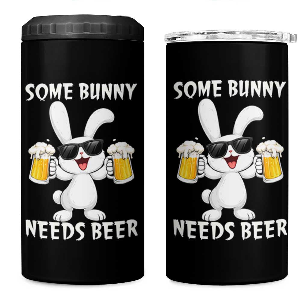 Funny Easter Bunny Drinking Beer 4 in 1 Can Cooler Tumbler Some Bunny Needs Beer