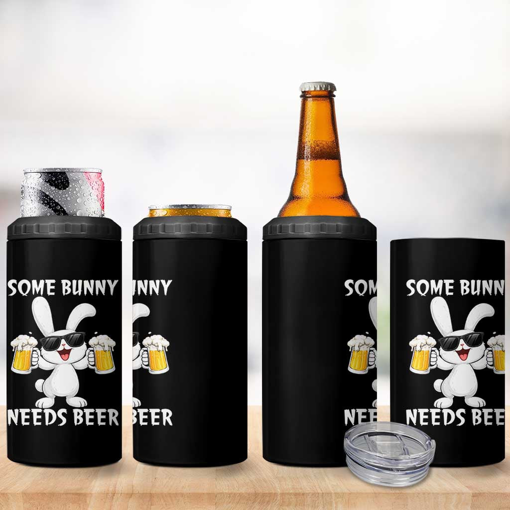 Funny Easter Bunny Drinking Beer 4 in 1 Can Cooler Tumbler Some Bunny Needs Beer