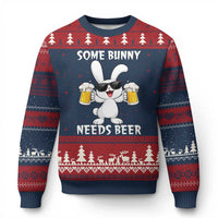 Funny Easter Bunny Drinking Beer Ugly Christmas Sweater Some Bunny Needs Beer