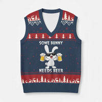 Funny Easter Bunny Drinking Beer V-Neck Knit Sweater Vest Some Bunny Needs Beer