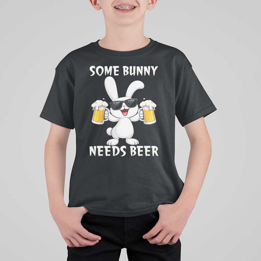 Funny Easter Bunny Drinking Beer T Shirt For Kid Some Bunny Needs Beer