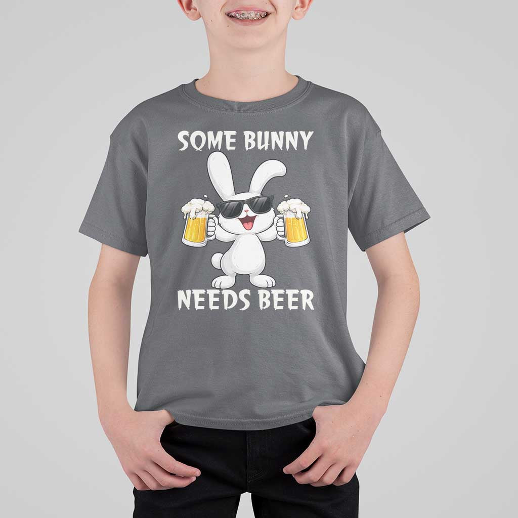 Funny Easter Bunny Drinking Beer T Shirt For Kid Some Bunny Needs Beer