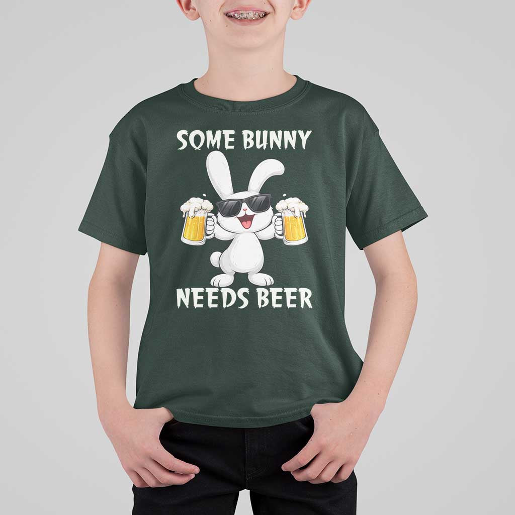 Funny Easter Bunny Drinking Beer T Shirt For Kid Some Bunny Needs Beer