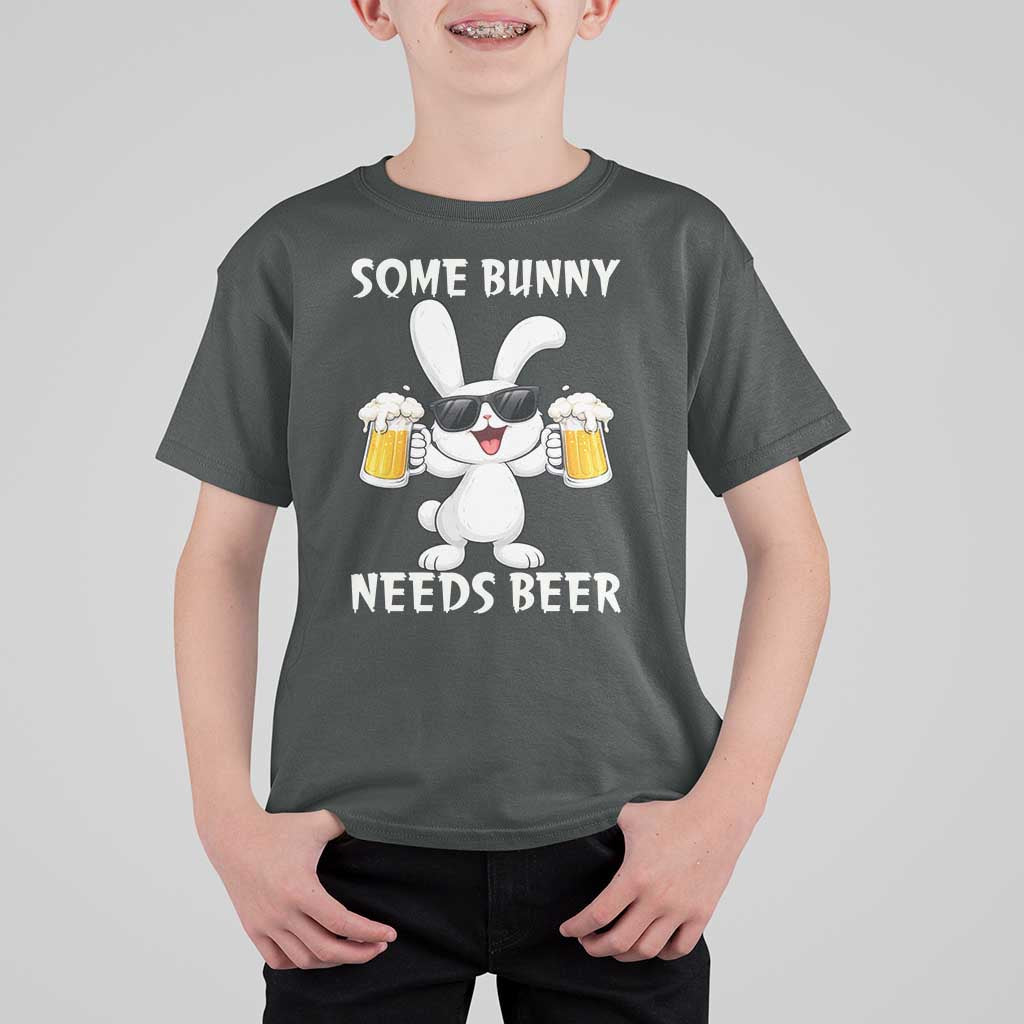 Funny Easter Bunny Drinking Beer T Shirt For Kid Some Bunny Needs Beer