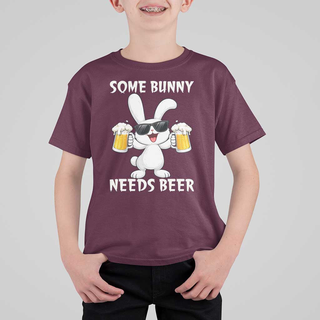 Funny Easter Bunny Drinking Beer T Shirt For Kid Some Bunny Needs Beer